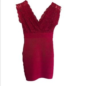 Bebe Lace Bandage Bodycon Dress